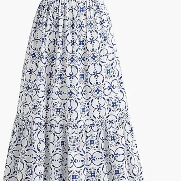 J. Crew factory blue and white Poplin corset midi dress NWT - Picture 5 of 13